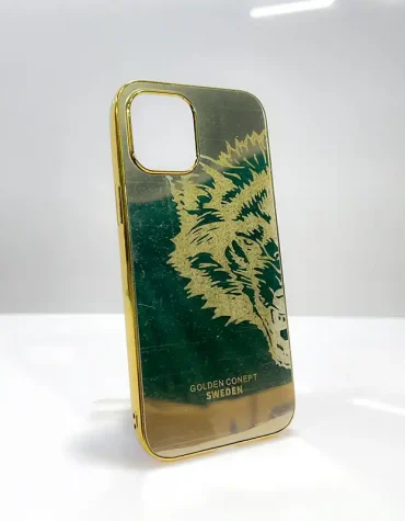 WOLF FACE GOLDEN MIRROR FINISH BACK COVER FOR IPHONE 12 PRO MAX